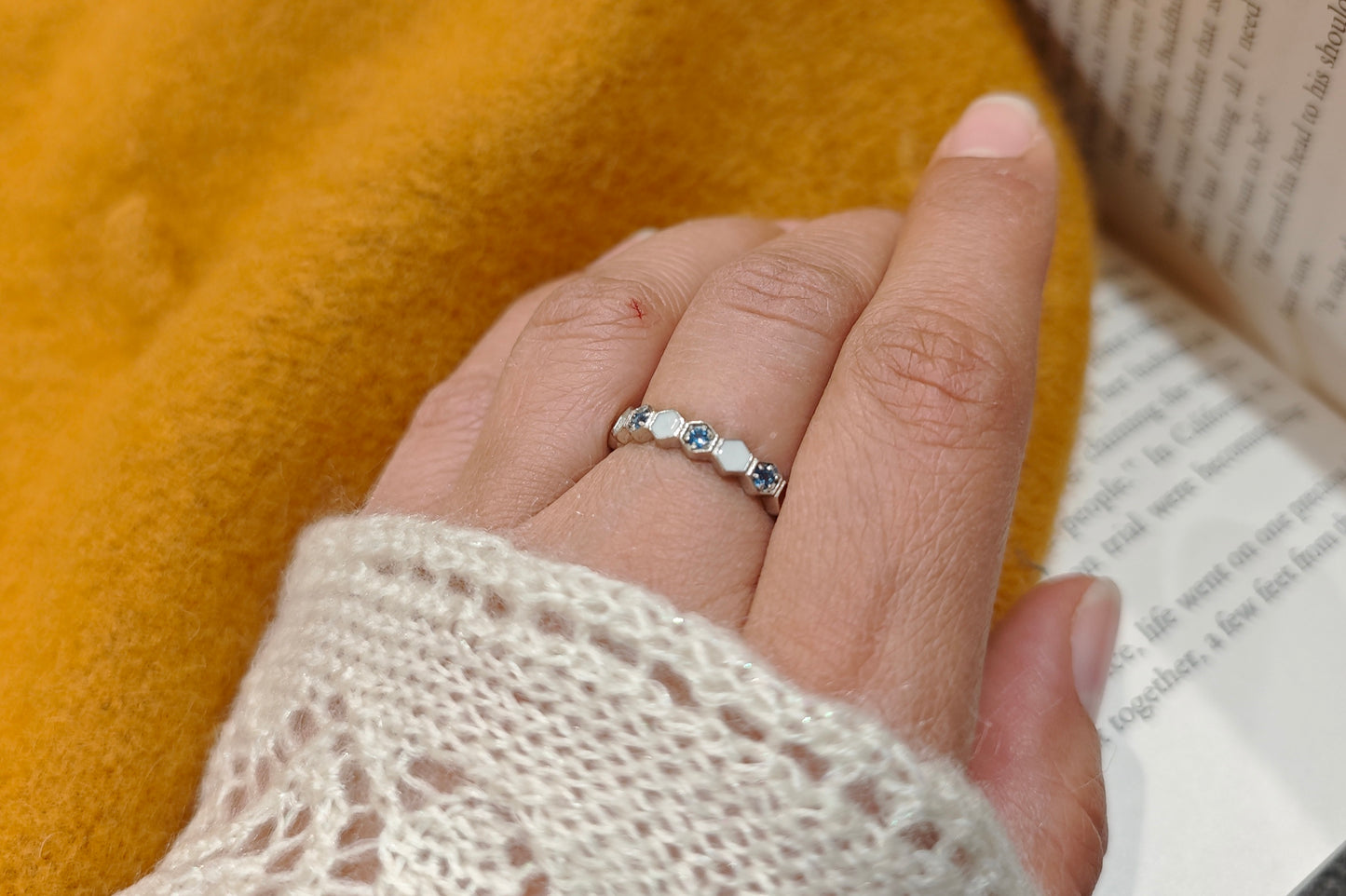 Hexagon Birthstone Ring